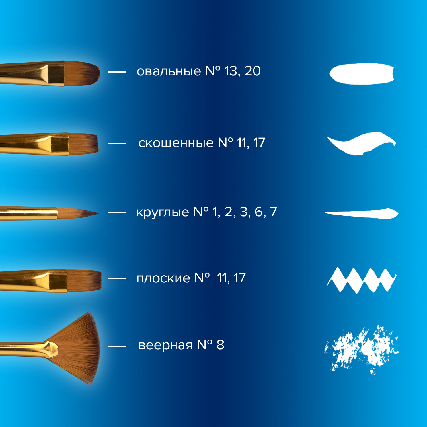 Кисти для рисования Brauberg набор синтетика 15 штук - фото 4