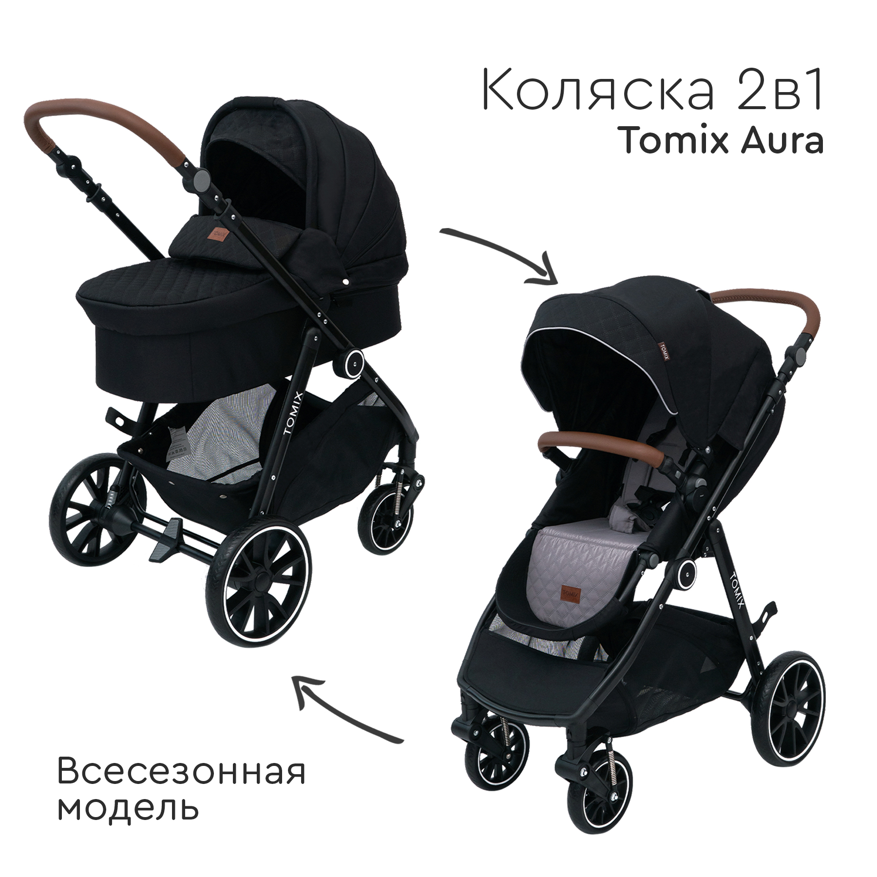 Коляска 2 в 1 Tomix Aura купить по цене 24139 ₽ в интернет-магазине Детский  мир