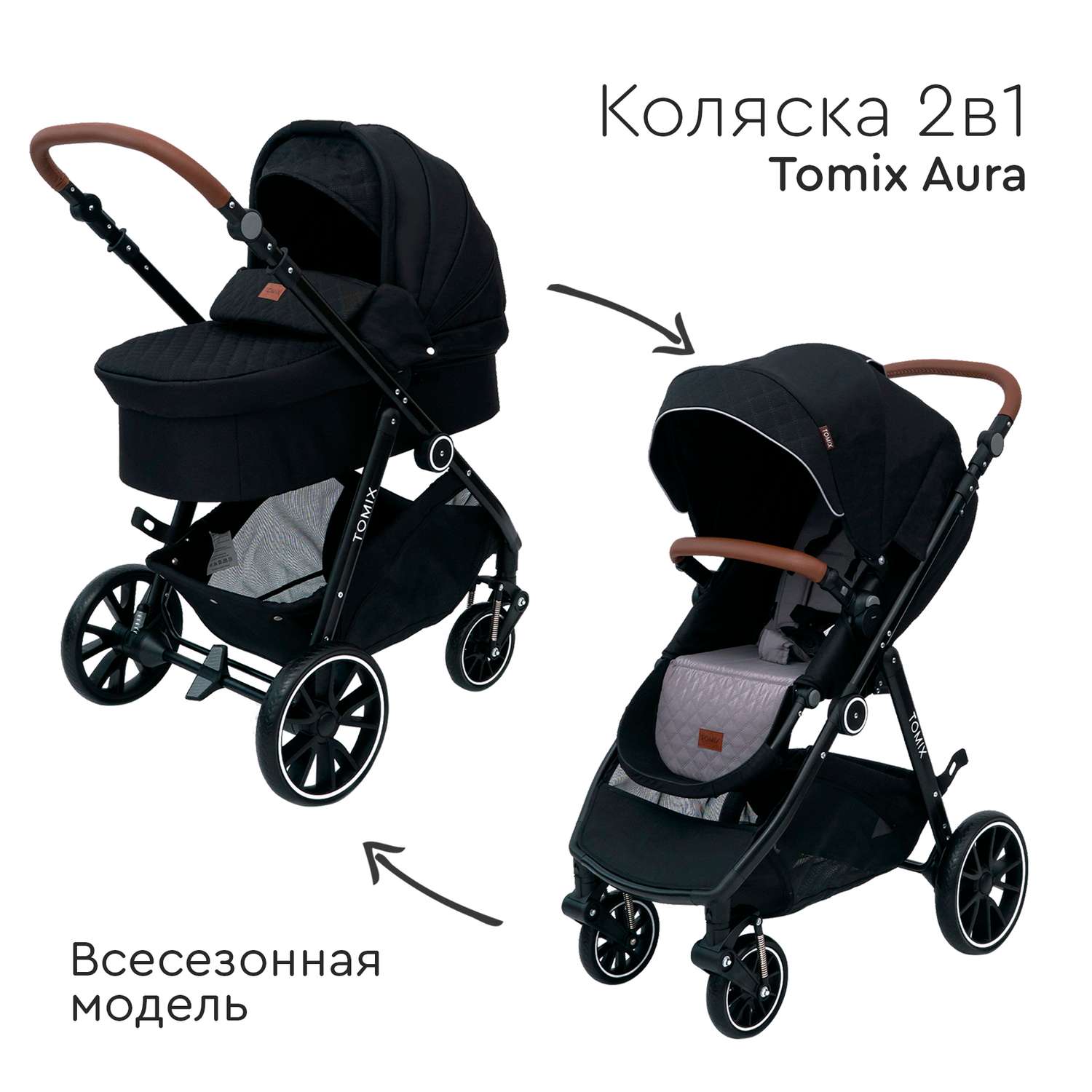 Коляска 2 в 1 Tomix Aura - фото 1