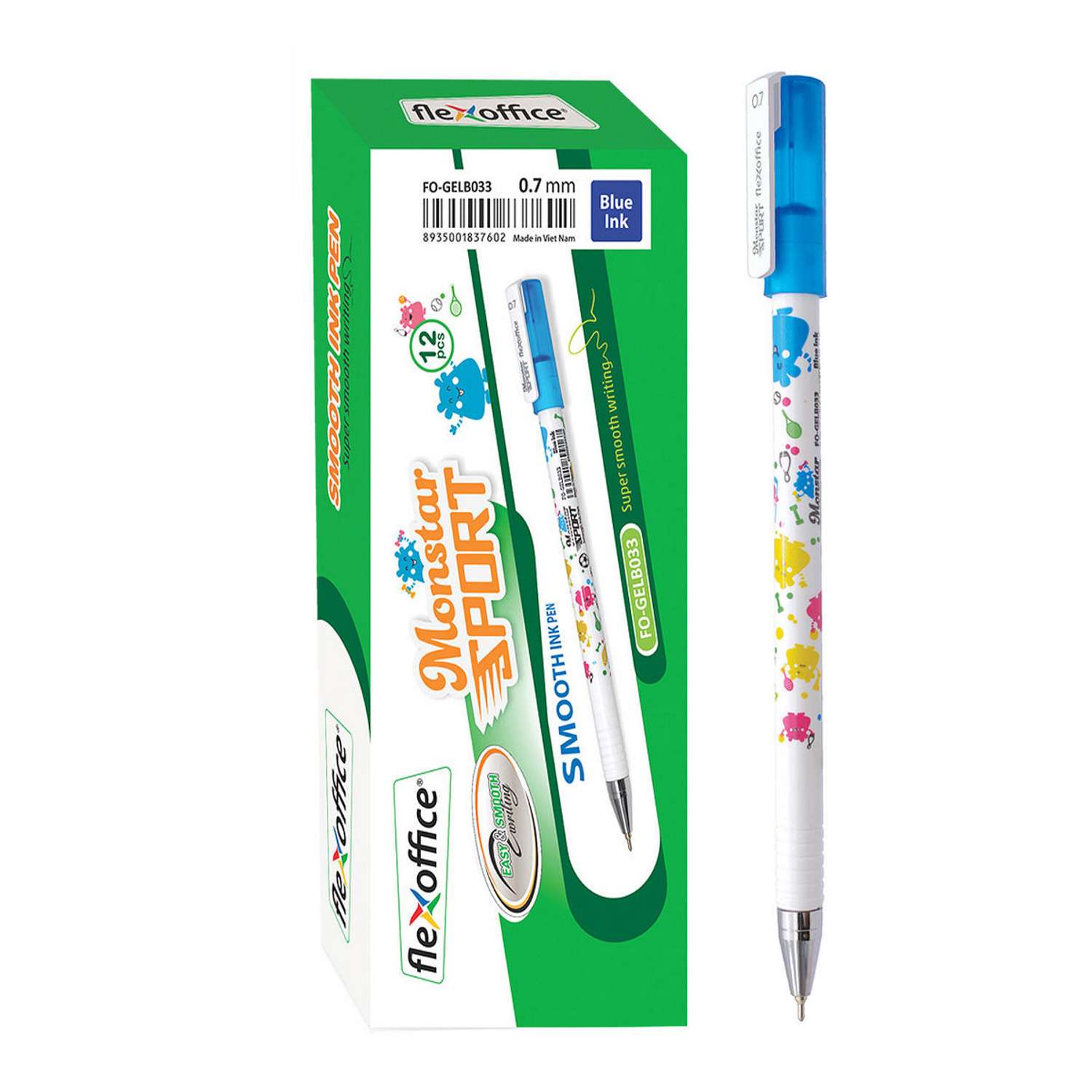 Шариковая ручка Flexoffice с чернилами на масляной основе MONSTAR SPORT 0.7мм синяя 12шт - фото 1