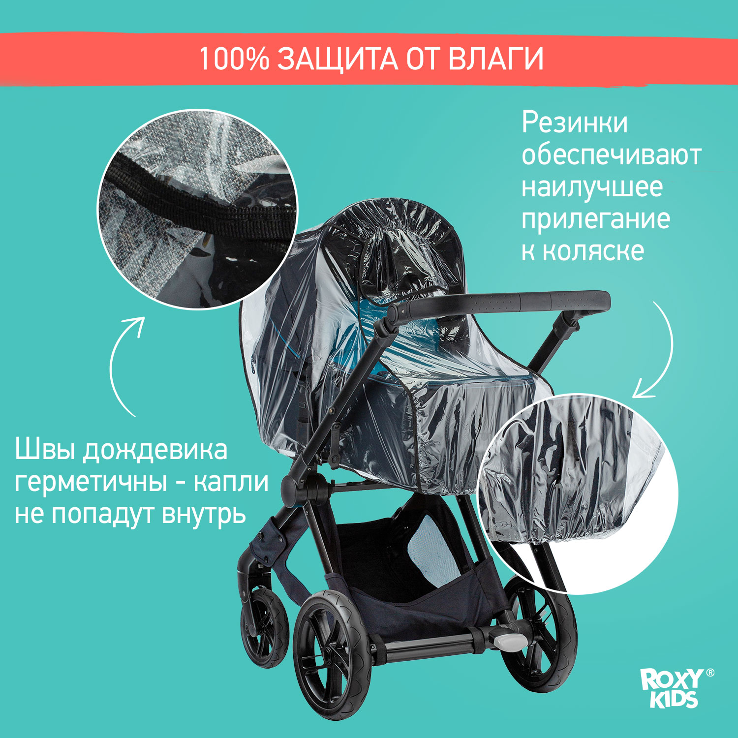 Дождевик на коляску ROXY-KIDS универсальный в сумке RRC-001 - фото 2