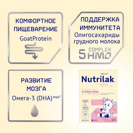 Смесь молочная сухая Нутрилак (Nutrilak) 2 Premium на козьем молоке 600г