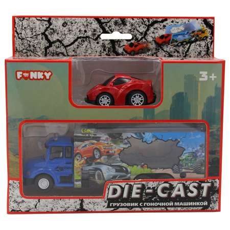 Набор игровой Funky Toys грузовик и машинка красная спусковой механизм 1:60 FT61054-МП
