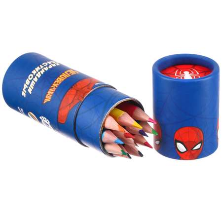 Карандаши Marvel цветные пластиковые в тубусе МИНИ 12 цветов