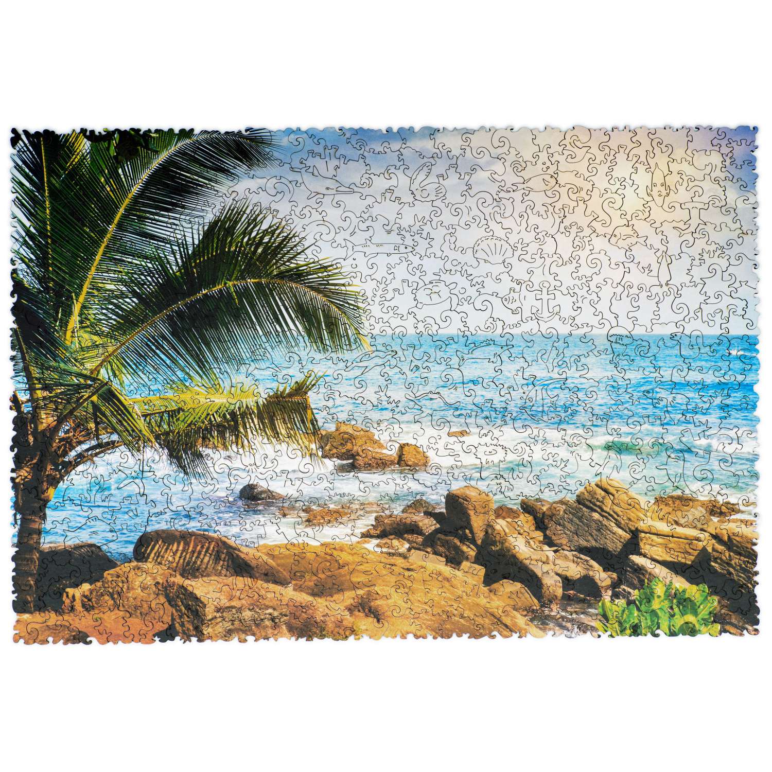 Пазл деревянный UNIDRAGON Тропический Пляж 43x30 см 500 деталей - фото 1