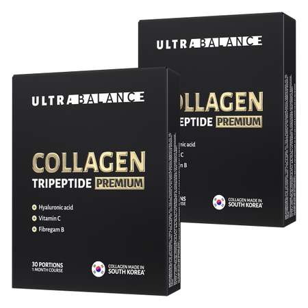 Коллаген морской порошок UltraBalance низкомолекулярный Collagen Tripeptide БАД 60 саше с витамином С и гиалуроновой кислотой