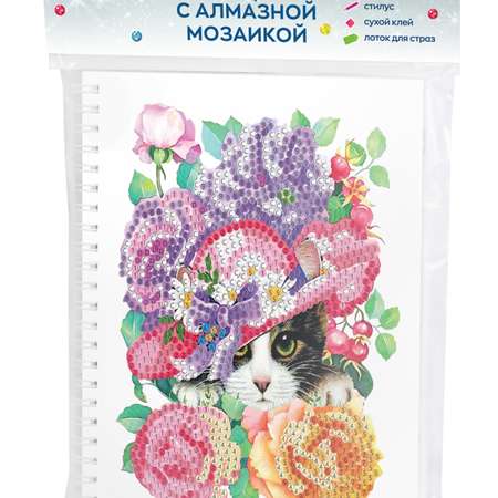 Алмазная мозаика Color Kit тетрадь со стразами Котенок в цветах клетка 48 листов