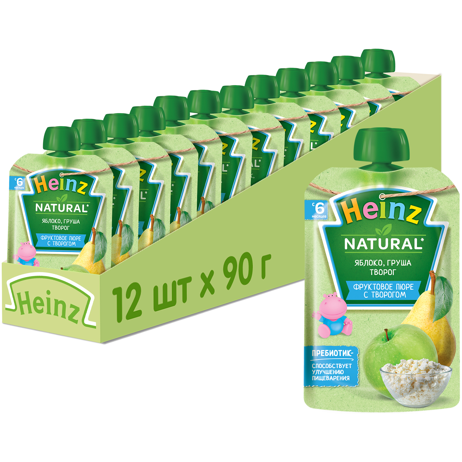 <b>Пюре</b> <b>Heinz</b> <b>яблоко</b>-груша-творог 90г с 6месяцев - фото 6.