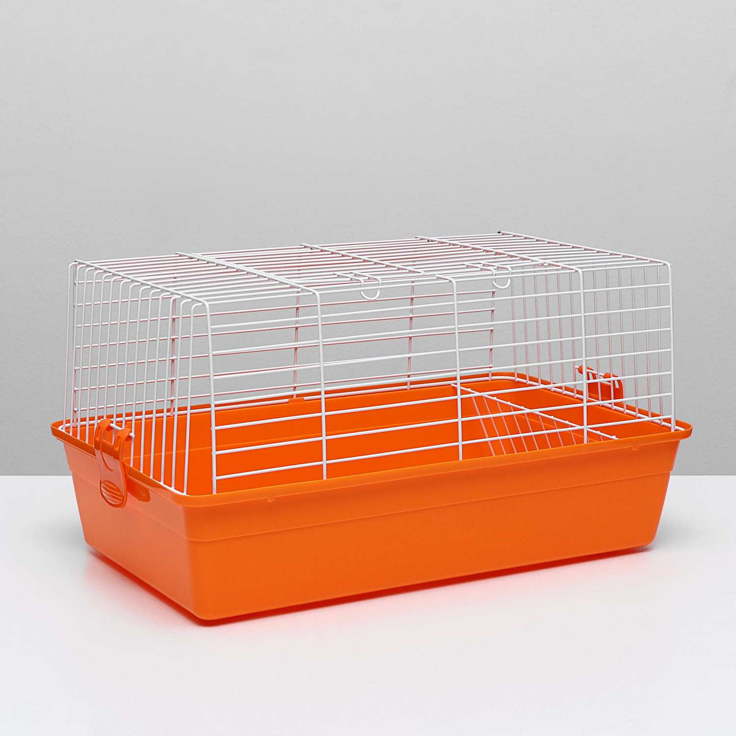 Клетка Пижон для кроликов с сенником 60х36х32 см оранжевая - фото 1