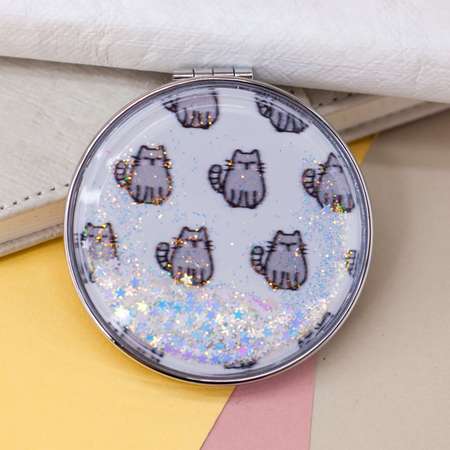 Зеркало карманное iLikeGift Our design meow cat white с увеличением