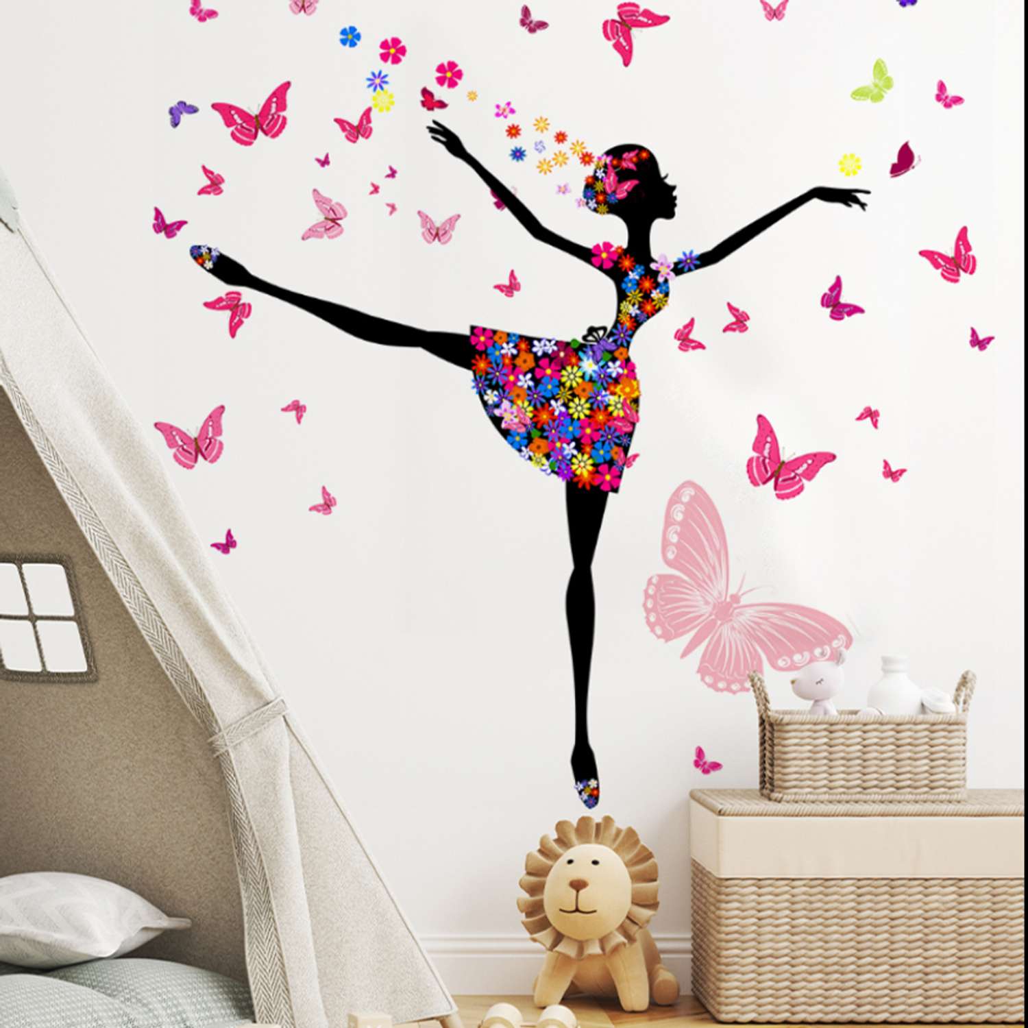 Наклейка интерьерная Woozzee Балерина с бабочками - фото 1