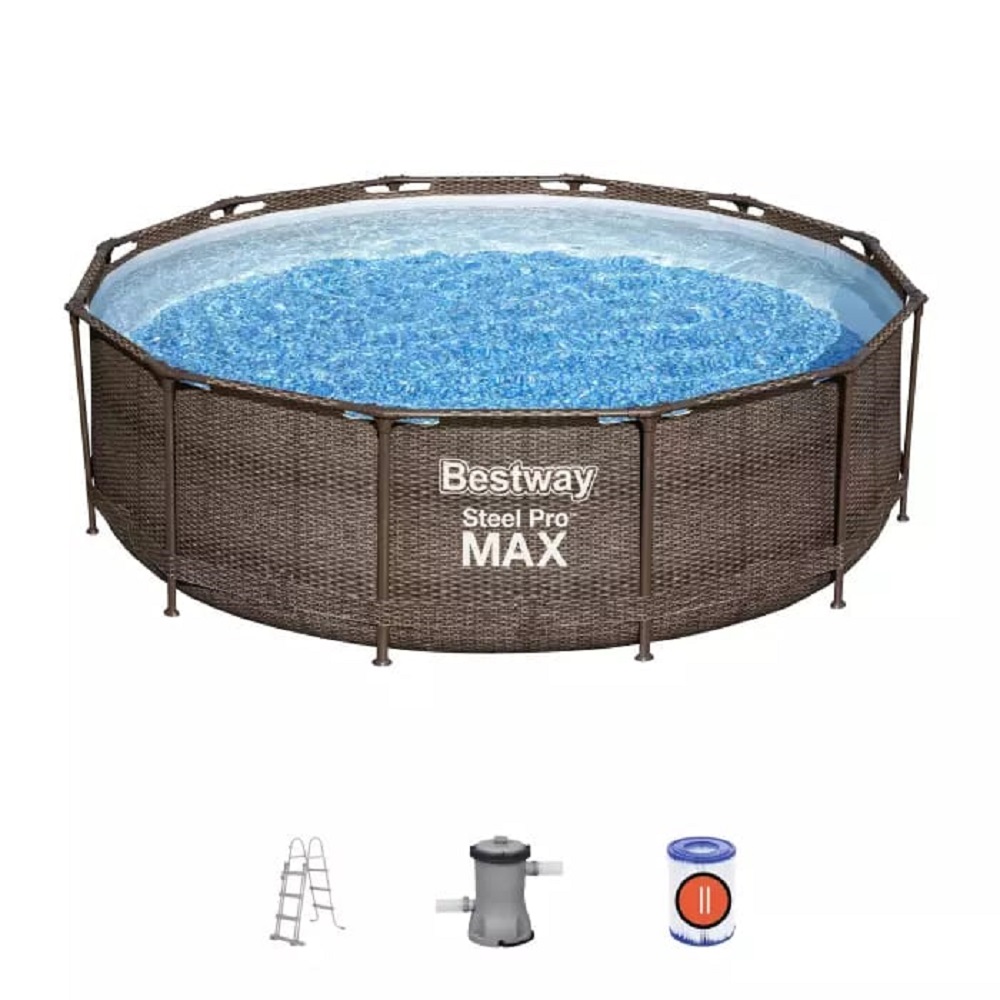 Бассейн каркасный Bestway 366 см на 100 см Steel Pro Max фильтр-насос лестница 9150 л - фото 1