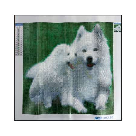 Алмазная мозаика Seichi Белые собаки 30х30 см