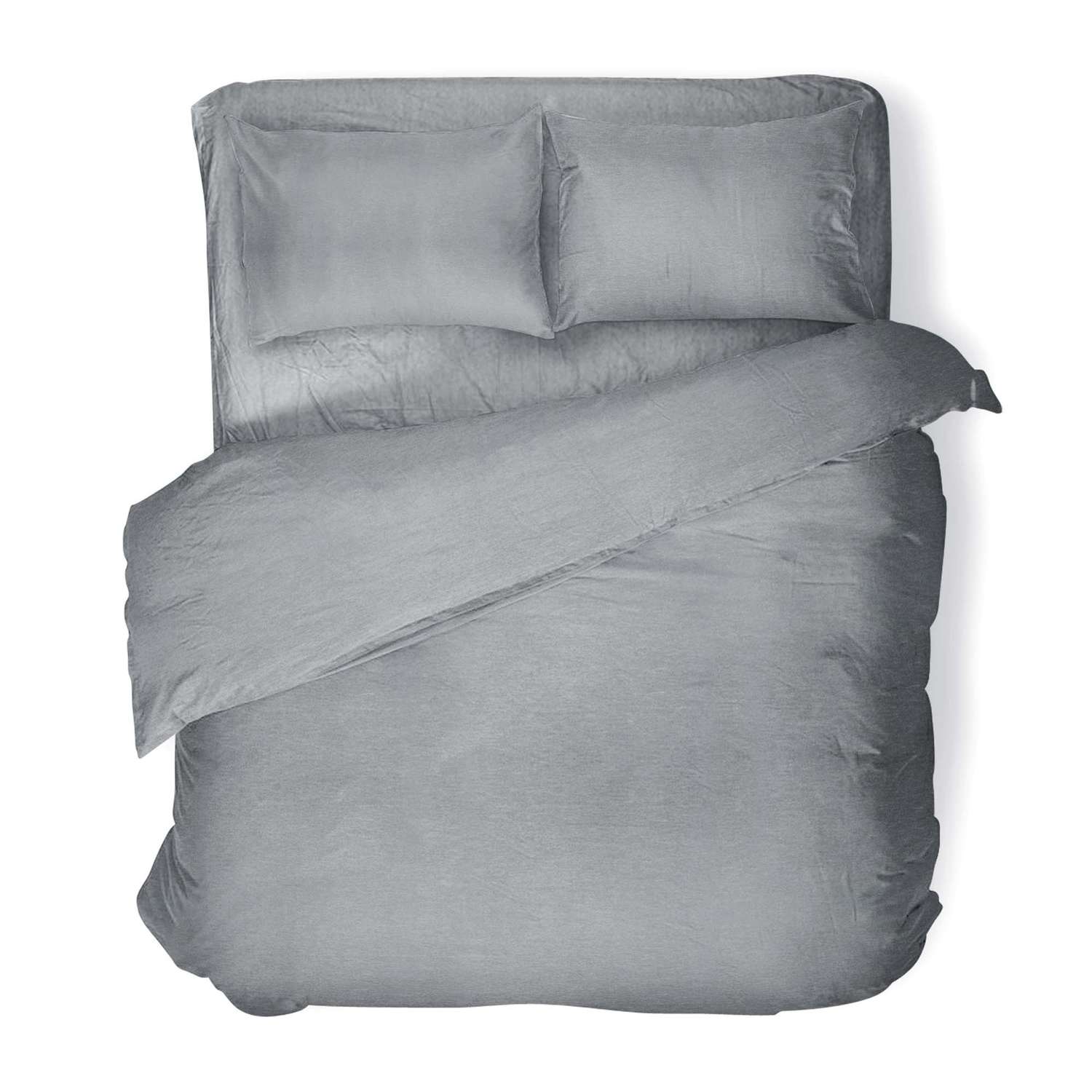 Комплект постельного белья Absolut Семейный Silver наволочки 70х70 и 50х70см меланж - фото 1
