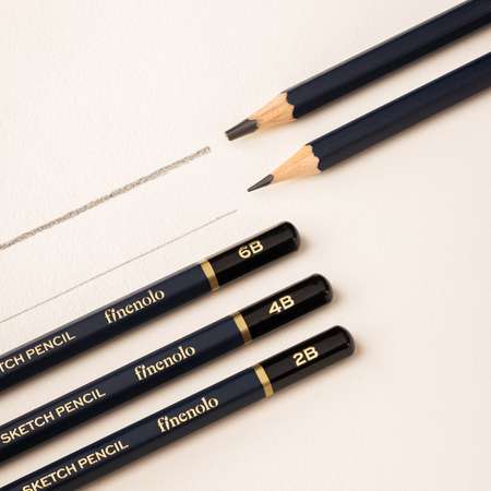 Чернографитные карандаши Finenolo Sketch 8 штук (8B-2H) в металлическом пенале