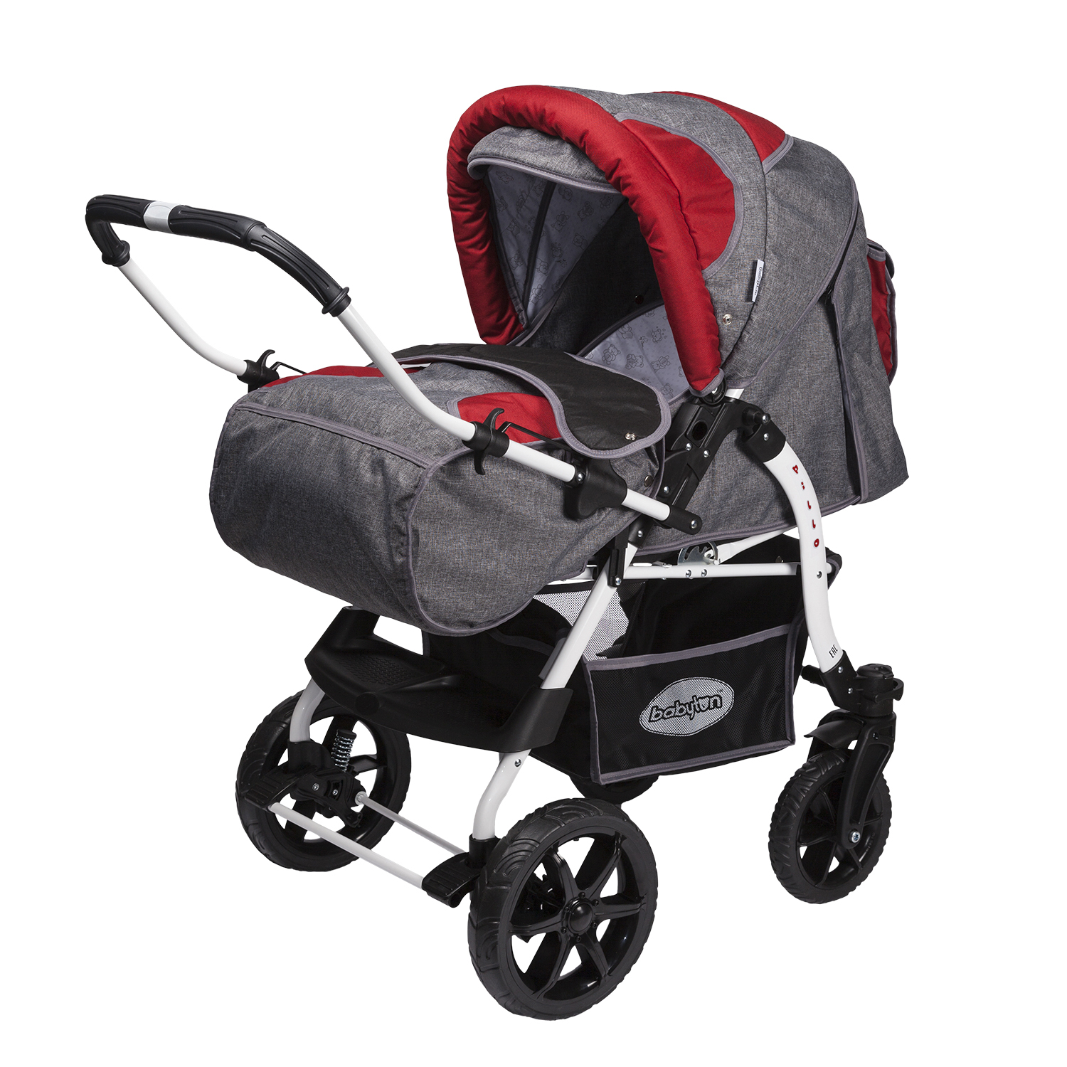 Коляска-трансформер Babyton Pillo OX Grey-Red - фото 2