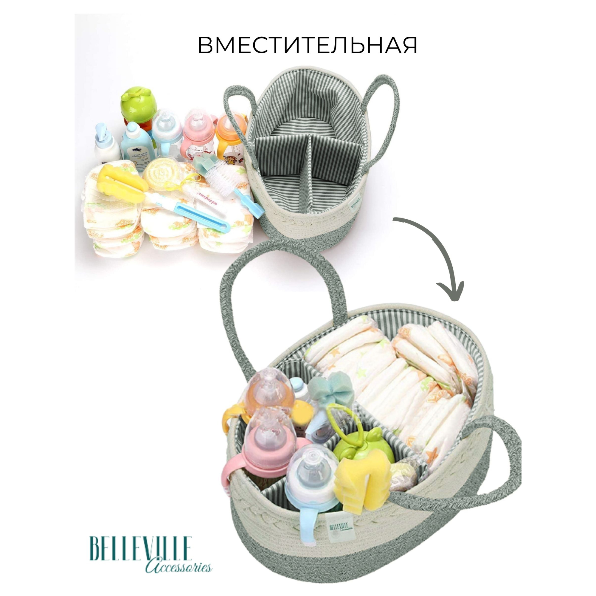 Корзина-органайзер Belleville Accessories для хранения вещей и принадлежностей новорожденного - фото 11