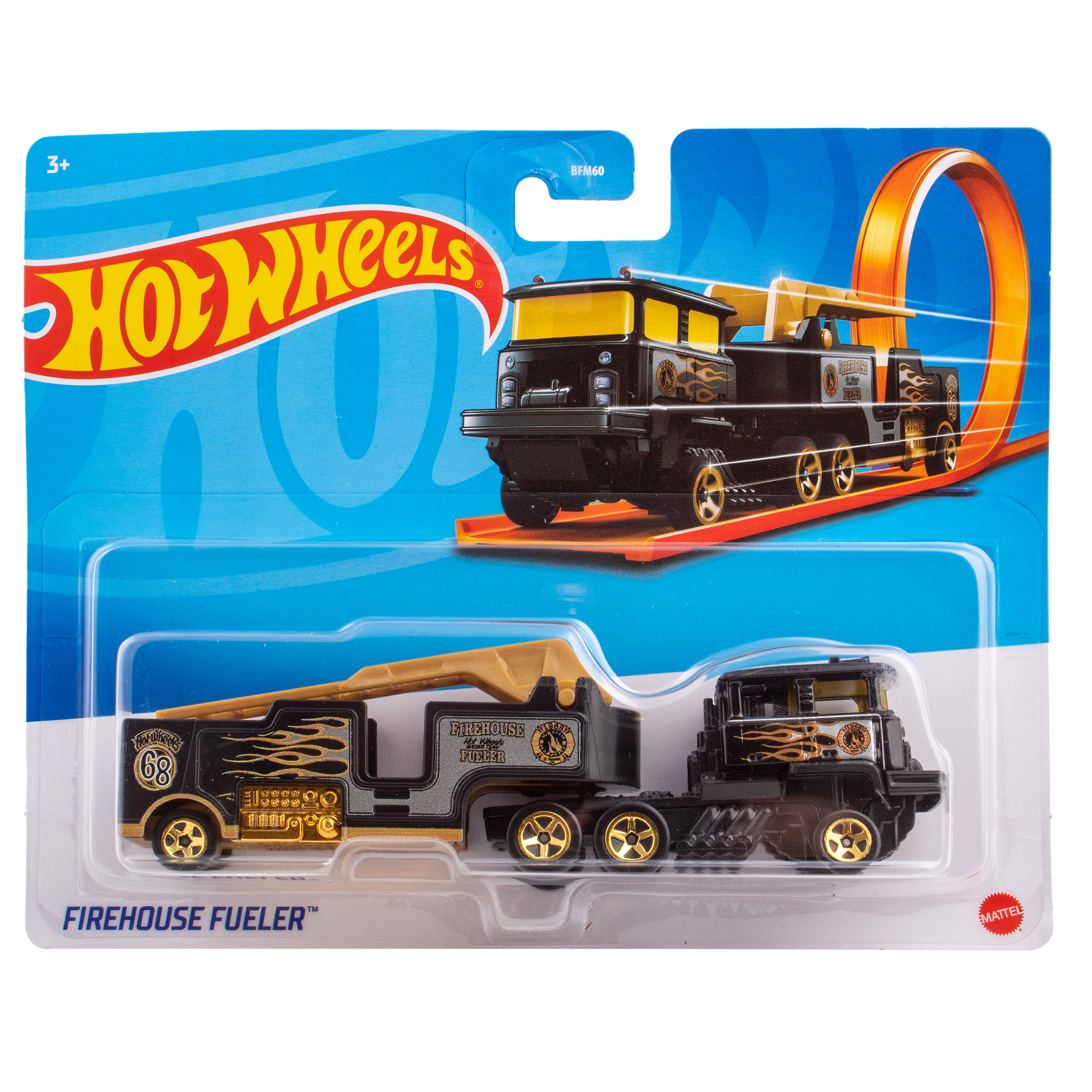 Машинка Mattel Hot Wheels Тягач с прицепом Firehouse Fueler BFM60(HFC096) - фото 4