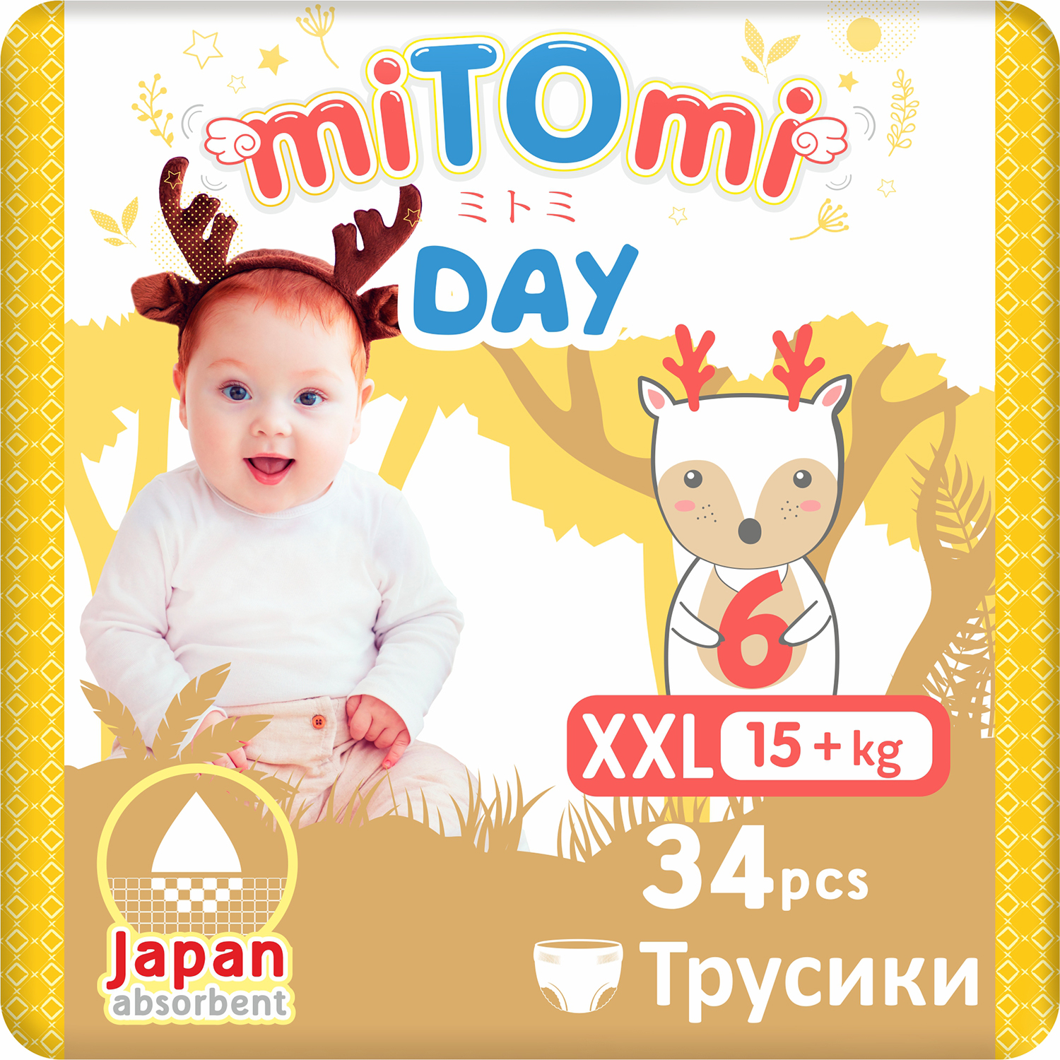 Подгузники-трусики miTOmi Day XXL 15+ кг 34 шт - фото 1