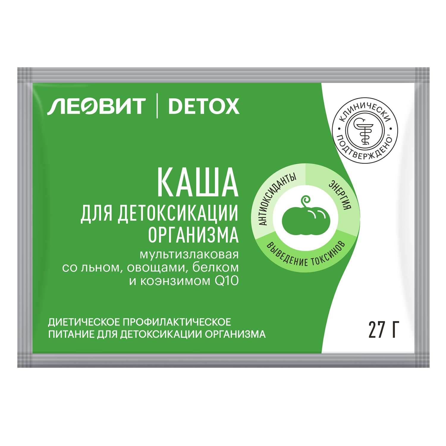 Каша Леовит Detox для детоксикации организма мультизлаковая со льном и овощами 27г - фото 1