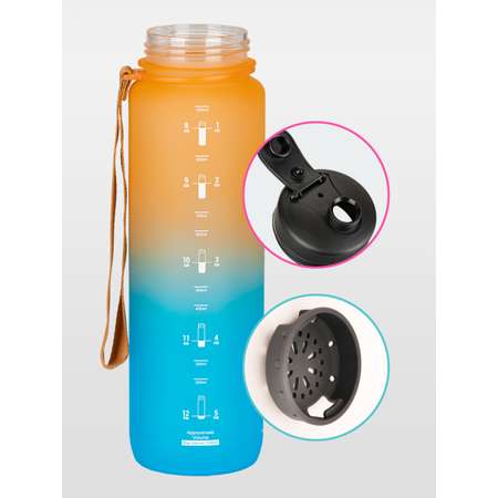 Бутылка для воды спортивная 1л UZSPACE 3032 коричнево-голубой