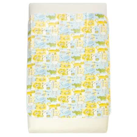 Клеенка Чудо-Чадо подкладная с окантовкой в кроватку 70х100см зверушки/голубо-желтый