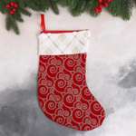 Мягкая подвеска Зимнее волшебство «Носок морозные узоры» 22х35 см красный