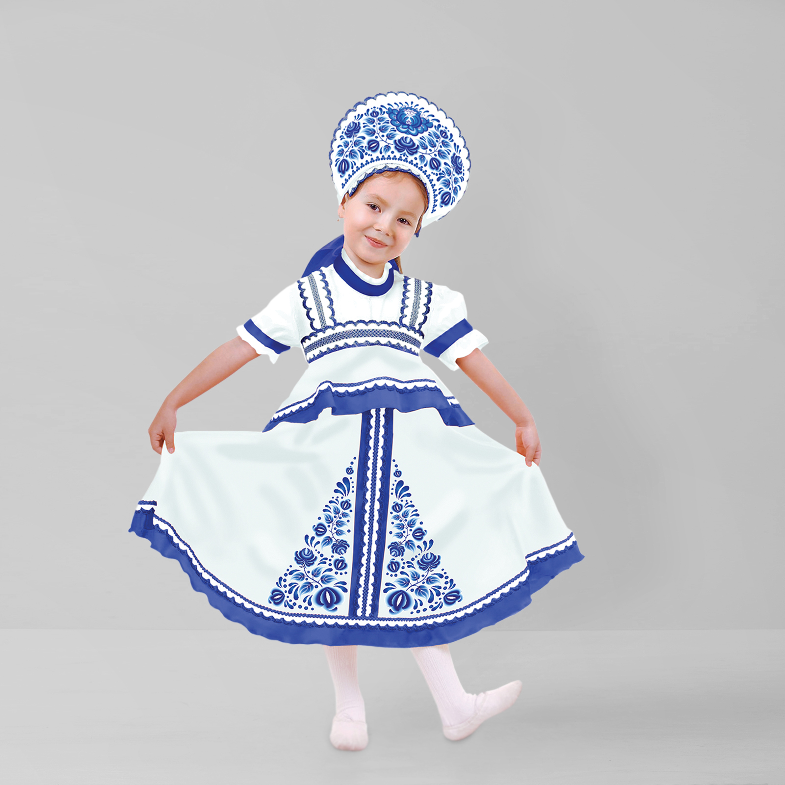 Карнавальный костюм Страна карнавалия русский Гжель цветы размер 34 2818669 - фото 1
