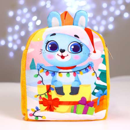 Детский рюкзак Milo Toys плюшевый Новогодний зайка 22х17 см