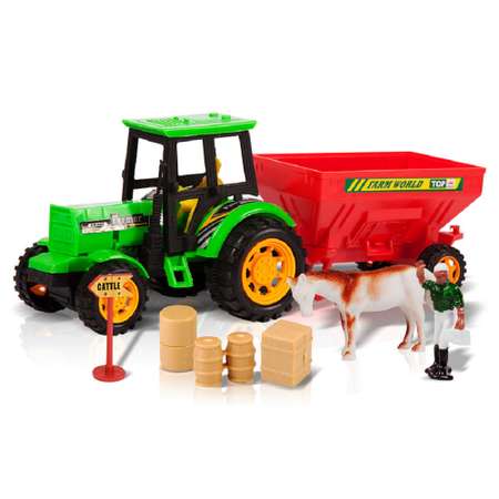 Трактор игрушечный Handers с прицепом. Дорожные работы