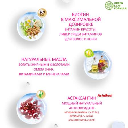 Комплекс витаминов для женщин Green Leaf Formula биотин витамины для кожи волос ногтей 2 банки по 30 капсул