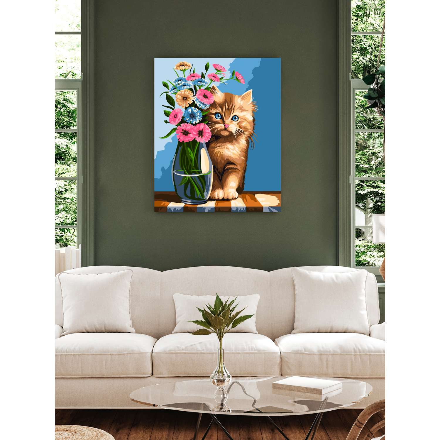 Картина по номерам Art sensation холст на подрамнике 40х50 см Цветочный мурлыка - фото 3