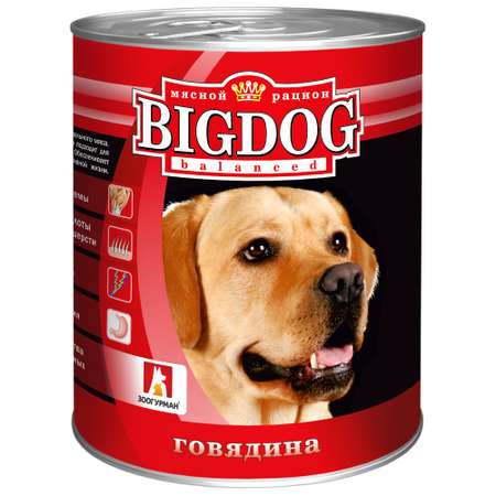 Корм влажный Зоогурман Big Dog Говядина отборная, 850 г х 6 шт.