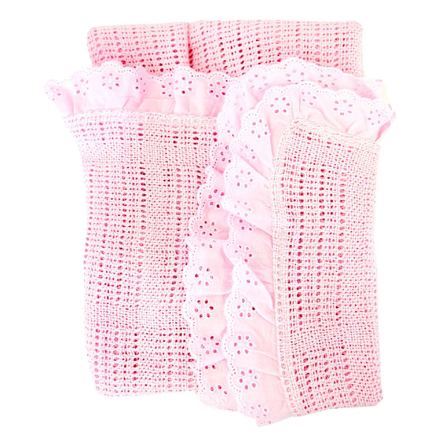 Одеяло вязанное с рюшами Baby Nice Розовое - фото 1