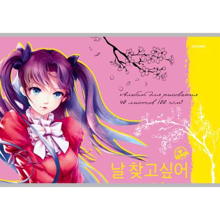 Альбом для рисования Prof Press А4 40 листов Корейская весна 2 дизайна в спайке