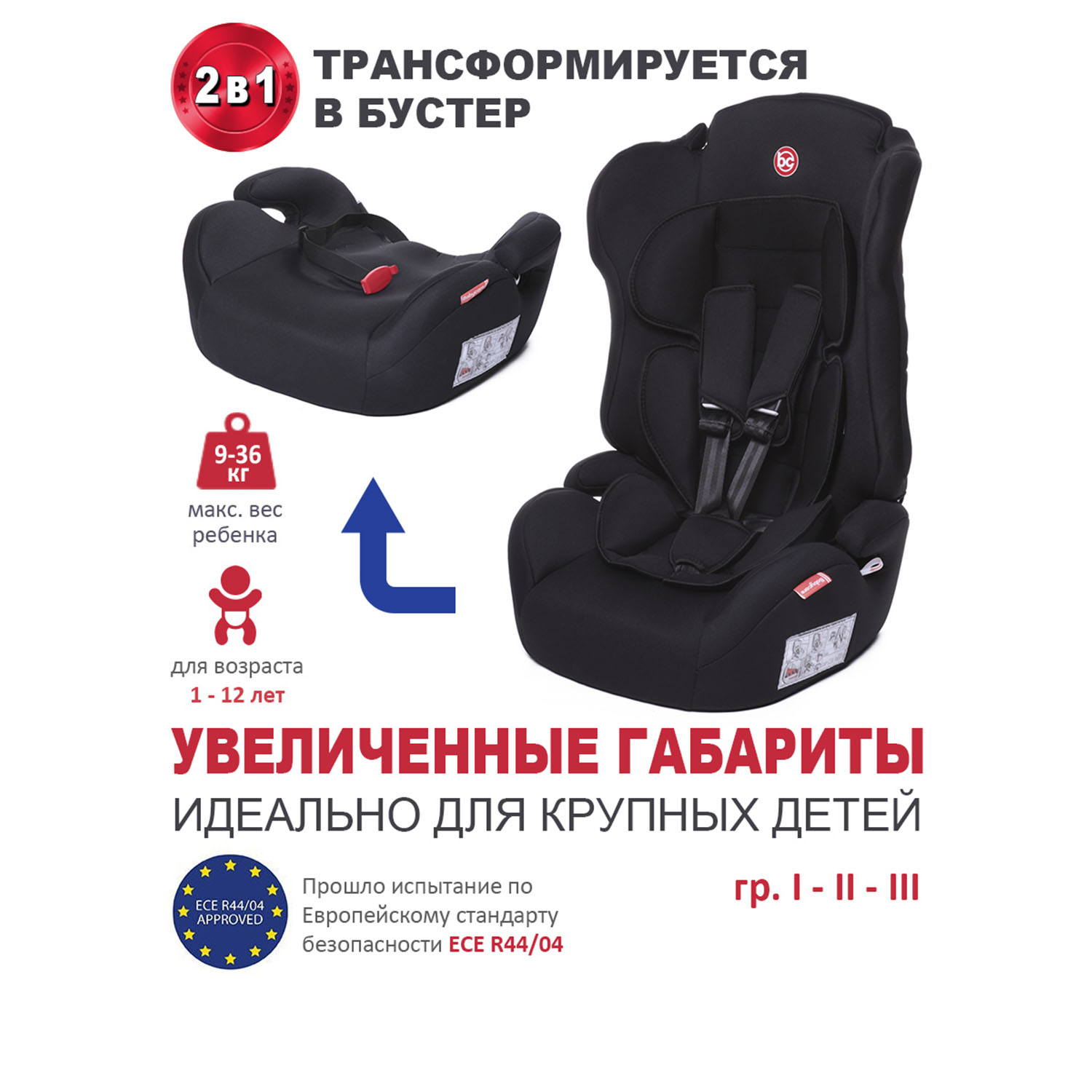 Автокресло BabyCare Upiter Plus черный купить по цене 5970 ₽ в  интернет-магазине Детский мир