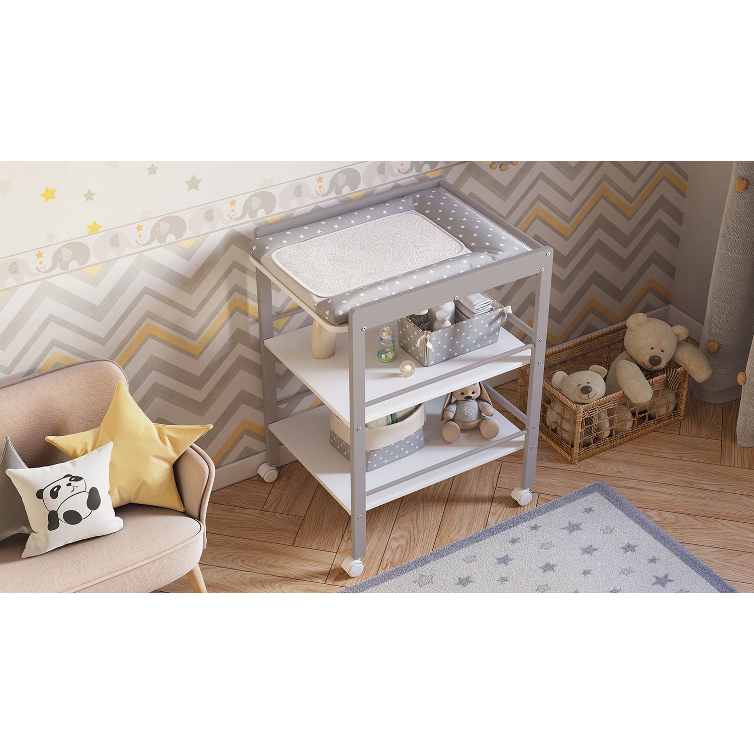 Пеленальный столик Polini kids Simple 1090 на колесиках - фото 13