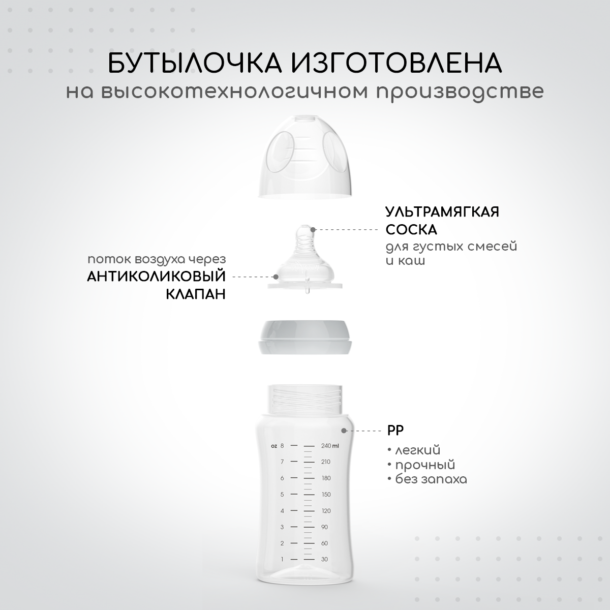 Бутылочка для кормления Miyoumi Cloud - 240 ml 2шт - фото 3