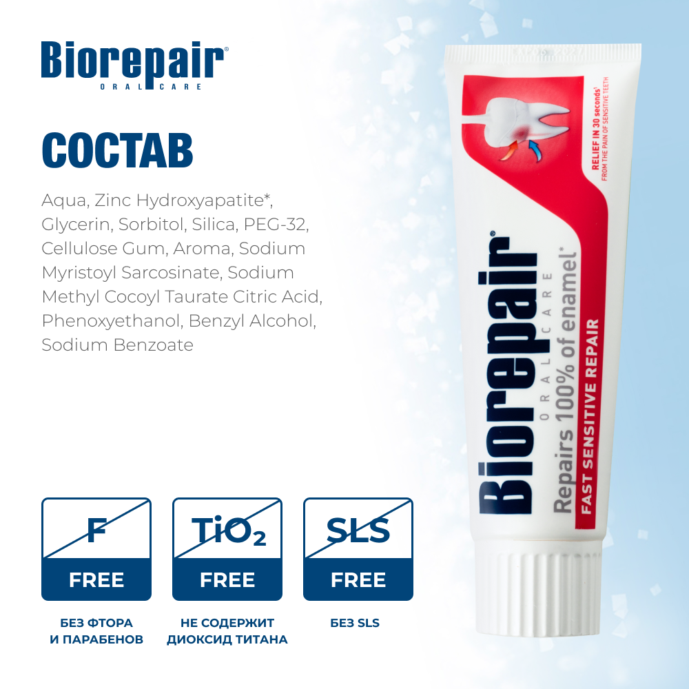 Зубная паста Biorepair Fast sensitive repair для чувствительных зубов - фото 5