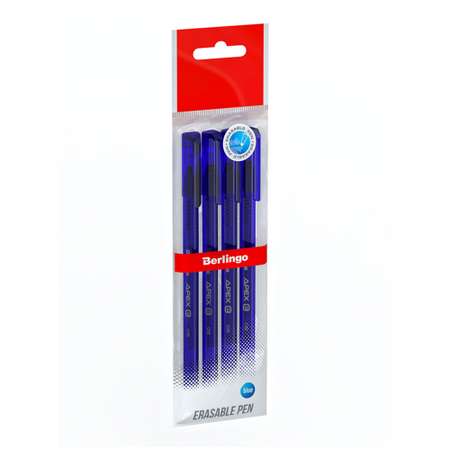 Ручка гелевая стираемая Berlingo Apex E синяя 0.5мм трехгранная 4шт.