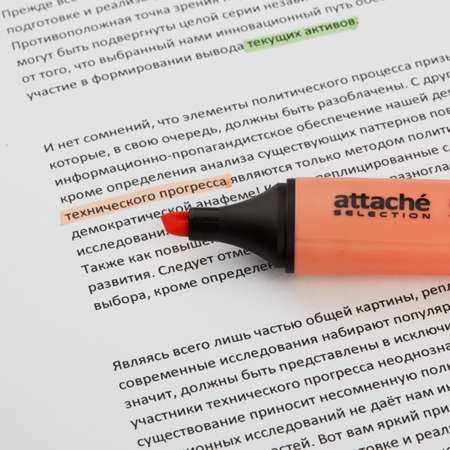 Маркер текстовыделитель Attache Selection Pastel 1-5 мм оранжевый 10 шт