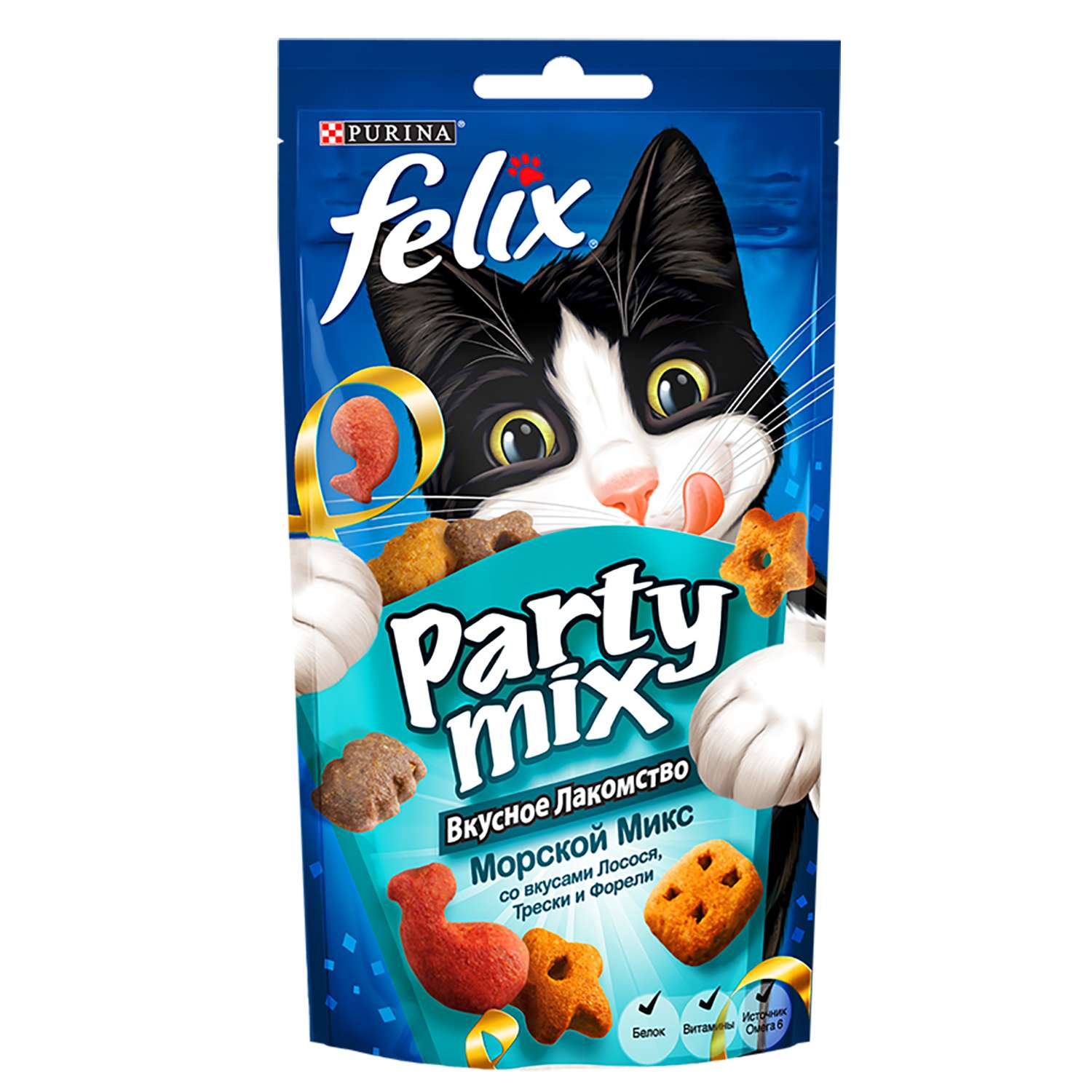 Корм для кошек Felix Party mix морской микс со вкусами трески и лосося пауч 60г - фото 1