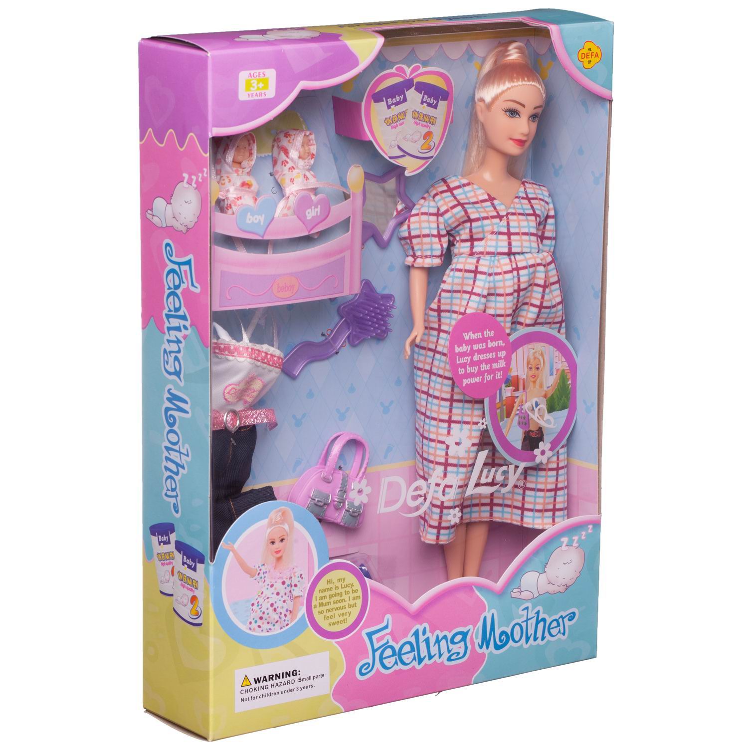 Игровой набор ABTOYS Куклы Defa Lucy Мама с малышами и игровыми предметами