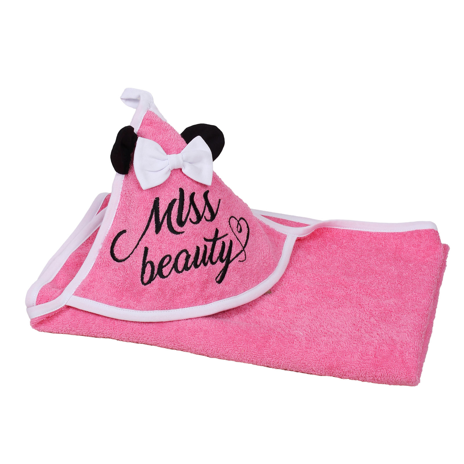 Полотенце Amarobaby Miss Beauty с уголком Розовый - фото 3