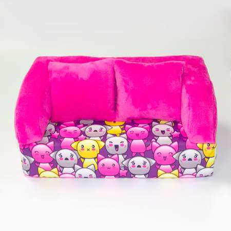Набор мебели для кукол Belon familia Принт хор котят фиолетовый диван с 2 подушками