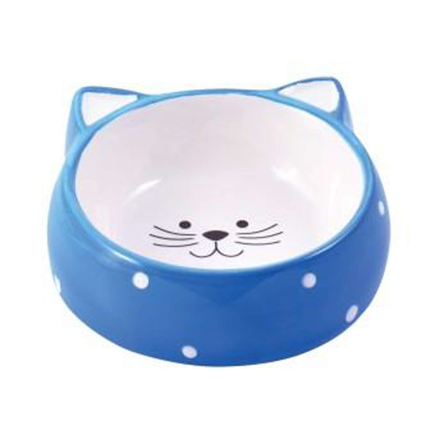 Миска для кошек Mr.Kranch Мордочка кошки керамическая 250мл Голубая - фото 1
