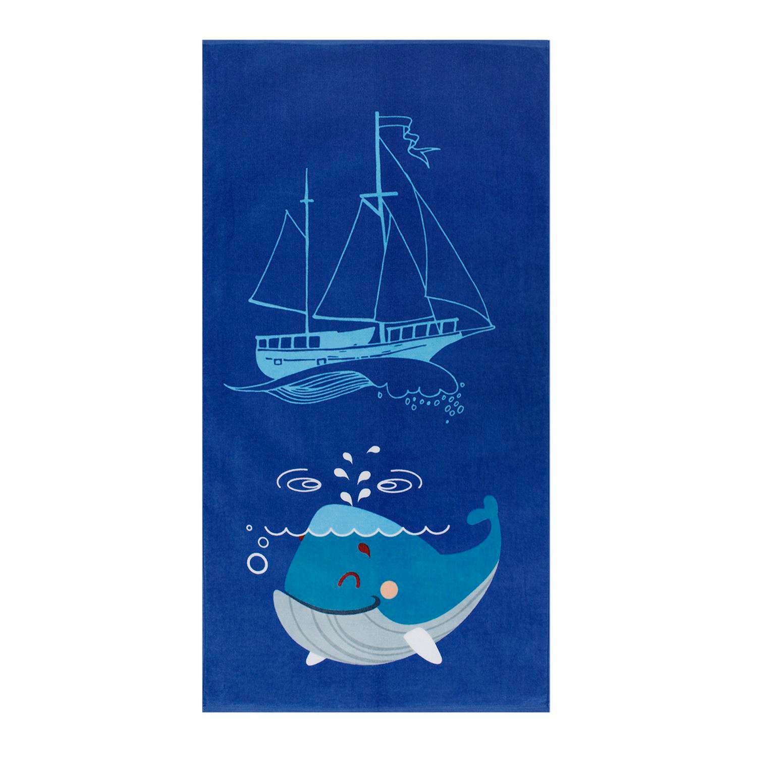 Махровое полотенце Bravo Киты 30х60 синий - фото 1