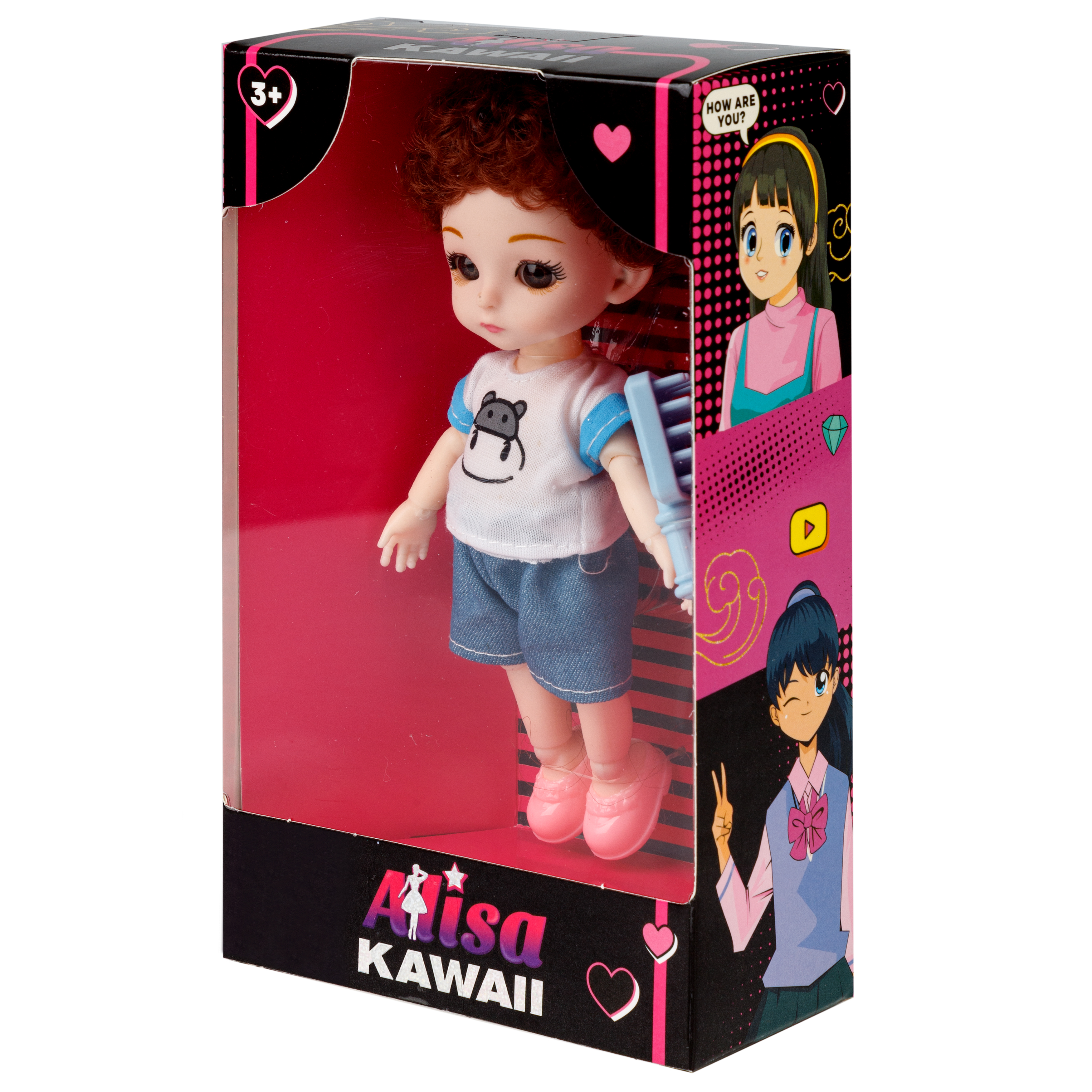 Кукла шарнирная 15 см 1TOY Alisa Kawaii mini с расчёской короткие темные кудрявые волосы Т24351 - фото 16