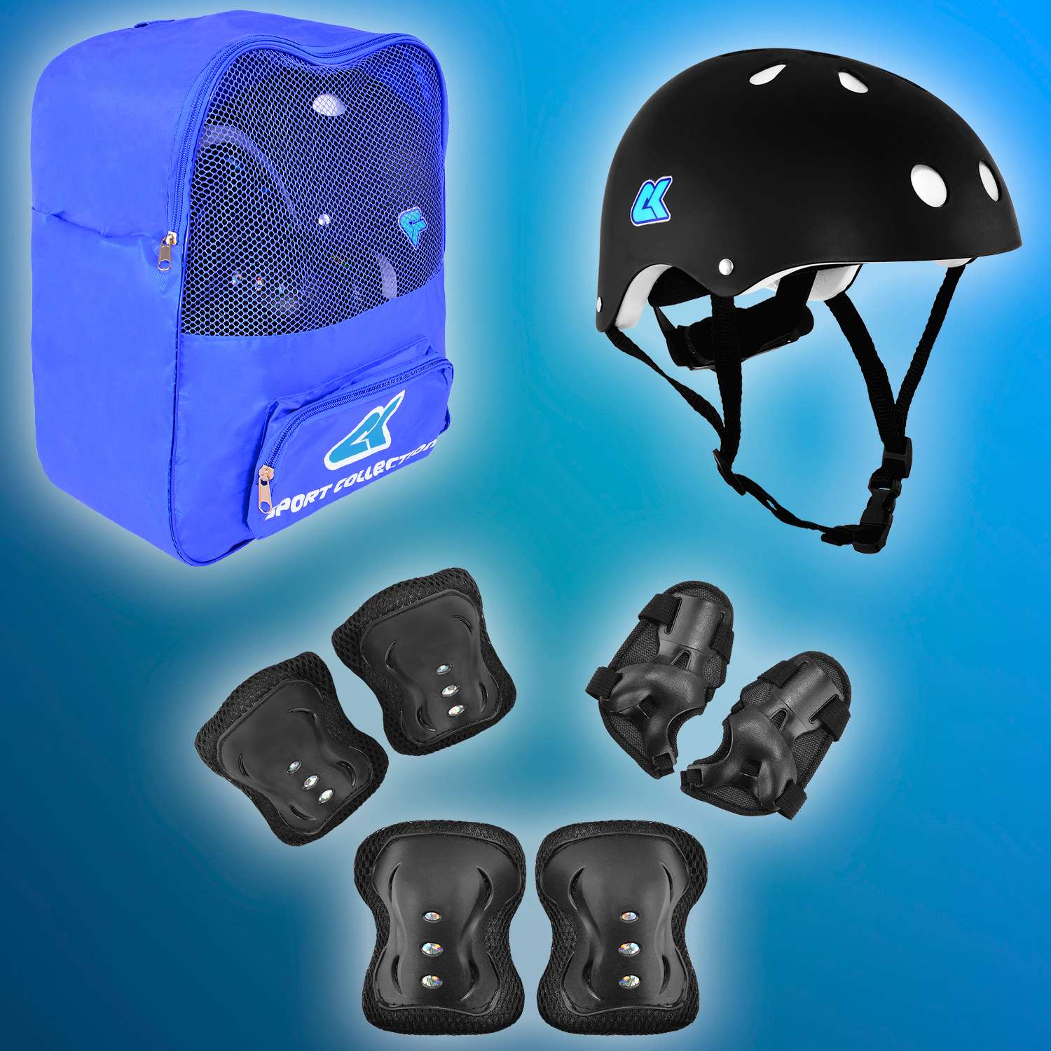 Набор защиты Sport Collection в рюкзаке шлем 50 - 56 защита S/M - фото 1