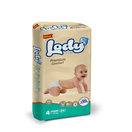 Детские подгузники LODY BABY 4 макси 7-18 кг 56шт